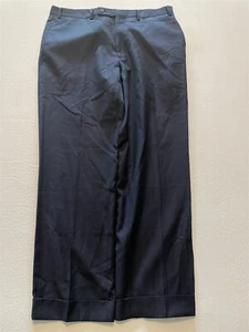 Calvin Klein 34 x 30 Wool & Cashmere Charcoal w/ Blue Pickstripe Trousers - Picture 1 of 8