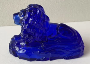 Fenton Glass Lion - Rare COBALT Blue - Excellent Condition, Faintly Signed - Picture 1 of 5