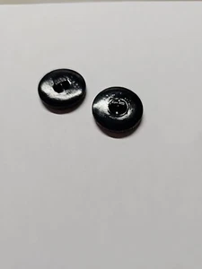 2 Vintage Black Glass Button Goldfoil Wheel Beaded Texture Self Shank 7/8" - Picture 1 of 4