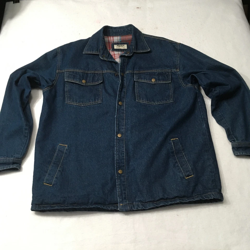 Duke Haband jacket Men 2X soft red plaid flannel lined denim chore coat - Image 1 of 4