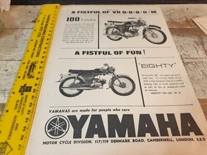 1966 YAMAHA Motorcycle Original UK Sales Advert 80 & 100 Twin - Bild 1 von 1