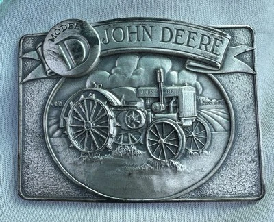 John Deere 1988 Model D Tractor Moline Illinois Metal Rectangle Belt Buckle - Image 1 of 2