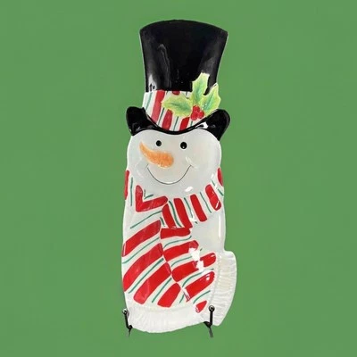 Fitz & Floyd  Snack Therapy Snowman Server 13" Ceramic Tray Christmas Party Snow - Image 1 of 4