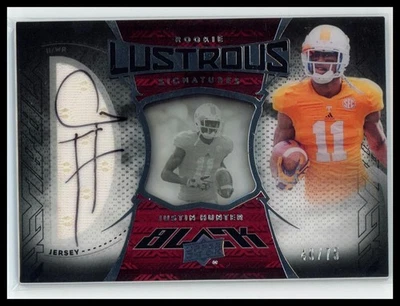 2013 Upper Deck Exquisite #BRL-13 Justin Hunter RC RPA Patch Auto /75 - Image 1 of 2