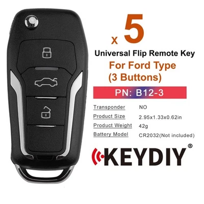 KEYDIY KD B12-3 KD Universal Flip Key Remote 3 Buttons for Ford Type 5pcs/lot - Image 1 of 4