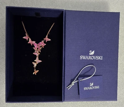 Swarovski Lilia Y Necklace Butterfly #5636420 Pink Rose Gold-Tone Plated - Image 1 of 4