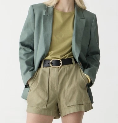 Pantalón Corto J.Crew Seaside Carga en Lino - Mezcla TENCEL Lyocell Madera Caqui Talla 14 Foto 1 de 4