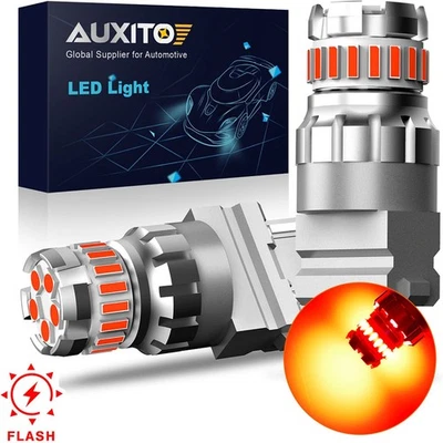 AUXITO 3157 LED vermelho estroboscópio luz de estacionamento traseira piscando lâmpadas 3156 - Imagem 1 de 4