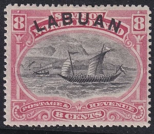NORTH BORNEO - Labuan QV SG69, 8c pink, Mounted MINT. Cat £16. P14½-15 - Picture 1 of 2