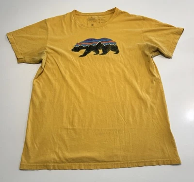 Patagonia Fitz Roy Bear Organic Cotton Slim Fit T-Shirt Yellow Men’s Large - Image 1 of 4