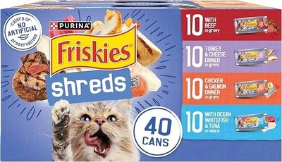 Purina Friskies Wet Cat Food Variety Pack, Shreds With Beef, Turkey and Cheese D - Image 1 of 3