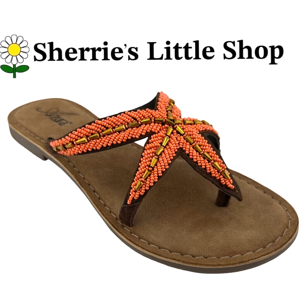 Women's New Azura Starry by Spring Step Beaded Starfish Thong Sandals size 6.5-7 - Image 1 of 4