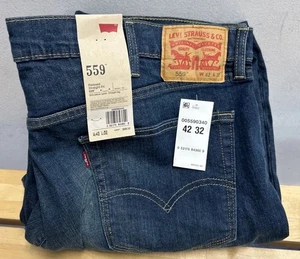 Pantalones de mezclilla Levis 559 para hombre relajados pierna recta 42x32 trabajo modernos informales elásticos NUEVO - Imagen 1 de 9