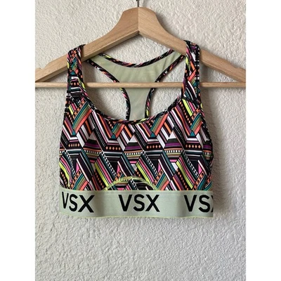 Sujetador deportivo retirado VSX Sport Victoria's Secret estampado geométrico neón espalda deportiva S Foto 1 de 4