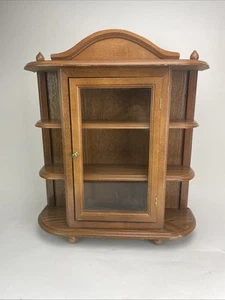 Vintage Curio Cabinet Wood Shelves Glass Door Footed Tabletop/Wall Hanger 21” T - Picture 1 of 6