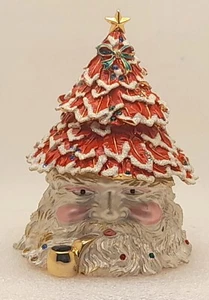 Christmas Tree santa face Jewelry Box decorative enamel hand-painte Gift item - Picture 1 of 8