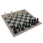 International Chess Set - Artificial Leather Roll Up Chess Board & 32 Pieces