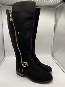 G By Guess  Knee High Boots Women’s  7.5 Black Wide Calf  Riding  Double Zip - Picture 1 of 18