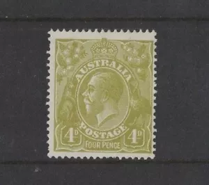 1928 Australia KGV SG 91 4d yellow-olive Sm. multi Perf. 14 Mlh - Picture 1 of 1