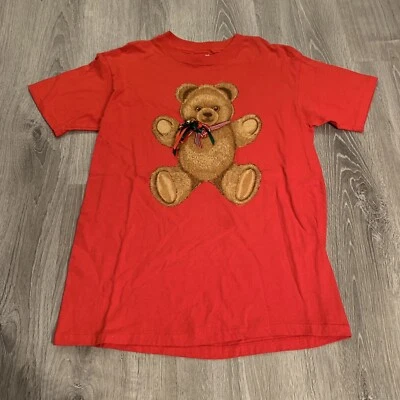 Vintage 90’s Hanes Beefy-T Christmas Bear Shirt Red Size Large L Made In USA - Image 1 of 4