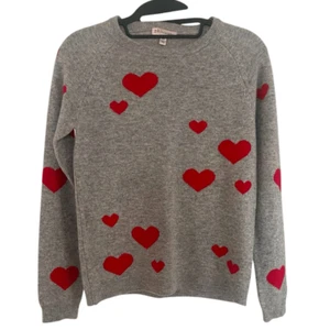 Suéter Philosophy 100% Cachemira Gris Con Corazones Rojos Manga Larga Cuello Redondo Talla X - Imagen 1 de 5