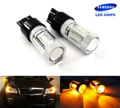 2x Amber 180 P27/7W 182 P27W Bulb SAMSUNG LED Side Indicator Tail Stop Light DRL - Image 1 of 4