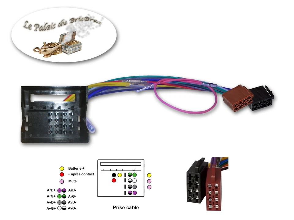 Câble adaptateur - Faisceau Autoradio connecteur ISO pour Peugeot - Citroën - Photo 1/1
