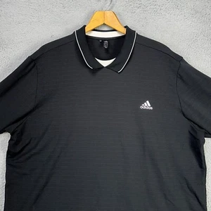 Adidas Prime Green Mens Golf Polo Shirt 2XL Black Striped Long Sleeve Logo Rugby - Picture 1 of 9
