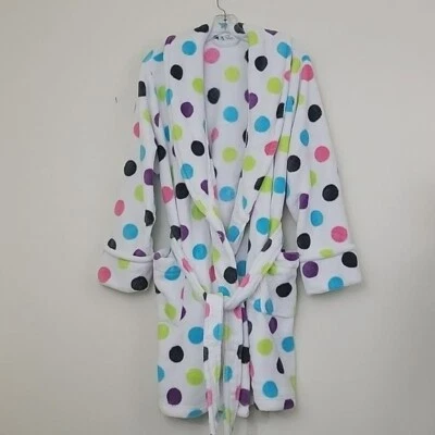Croft & Barrow Soft Fleece Multicolored Polka Dots Bathrobe M - Image 1 of 4