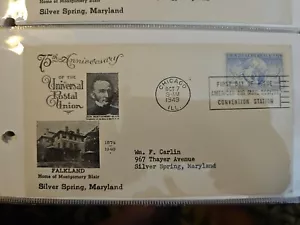 1949 75th Anniversary Of The Universal Postal Union, Scott C43, 15c Stamp FDOI - Picture 1 of 1