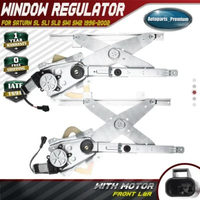 2x Power Window Regulator w/ Motor for Saturn SL SL1 SW1 SW2 Front Lfet & Right - Image 1 of 4