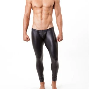 Sexy Fetiche Brillante Hombre Informal Pantalones Imitación Cuero Pantalones Club Nocturno Apretados - Imagen 1 de 16