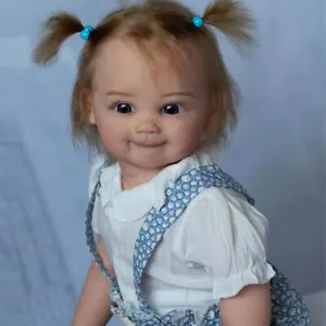 28 Zoll bemalte Kleinkind Mädchen fertige Reborn Baby Puppe mit verwurzelten Haaren Stoff Körper Geschenk - Bild 1 von 4
