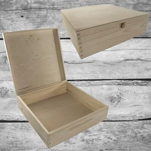 Square Wood Gift Trinket Keepsake Box Pyrography Decoupage |36 x 36 x 10.5 cm - Picture 1 of 27