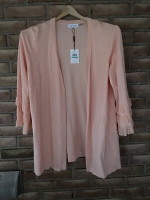 Nuevo con etiquetas Cárdigan abierto Calvin Klein talla 0X para mujer melocotón manga 3/4 orig $99 Foto 1 de 4
