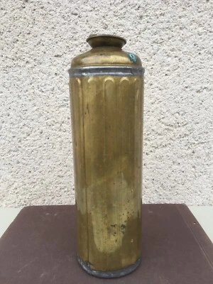 Ancienne bouillotte cylindrique en laiton  / Déco / Collection - Photo 1/4