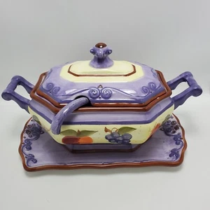 Medici handbemalte Sammlung Tischplatten Terrine & Deckel mit Schöpfkelle & Unterteller - Bild 1 von 12