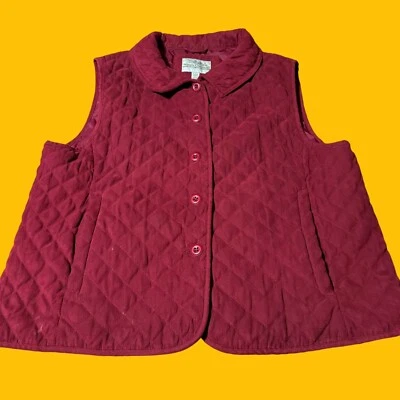 Cabelas Women's Quilted Vest Red Button Down Pockets Size XL Reg - Image 1 of 4