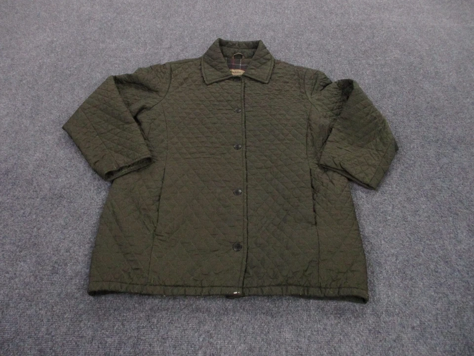 Barbour Jacket Adult 12 Green Flyweight Cavalry Quilt Equestrian Riding Womens - Image 1 of 4
