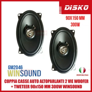 COPPIA CASSE AUTO ALTOPARLANTI 2 VIE WOOFER + TWETEER 90x150 MM 300W WINSOUND - Foto 1 di 1
