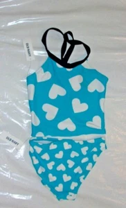 NWT Girls Size X-Small (5) * OLD NAVY * 2-Pc Tankini Swimsuit XS With Hearts! - Picture 1 of 3