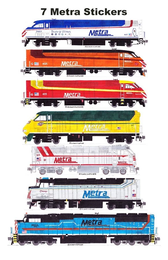 Locomotoras Metra Heritage 7 pegatinas individuales Andy Fletcher Foto 1 de 1