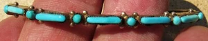 BRACCIALE VINTAGE NATIVI AMERICANI INDIANI AGO & PETIT POINT STERLING TURCHESE - Foto 1 di 3