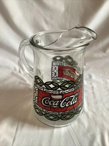 Vintage Coca-Cola Glass Pitcher, Stain Glass Design, 1970s Look Classic - Picture 1 of 11