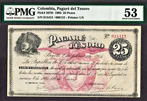 Kolumbien 25 Pesos 1/5/1905 Pick-297D über UNC PMG 53 sehr selten! - Bild 1 von 2