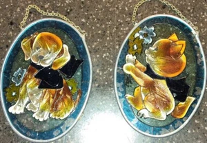 Glasmalerei Sonnenfänger Set Vintage Kätzchen Welpe Hund Katze klein - Bild 1 von 4