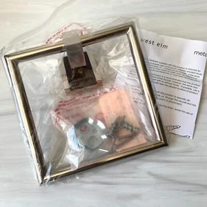 NEW West Elm Towel Ring Square Lines w Hardware Faux Dark Wood Detail - Picture 1 of 6