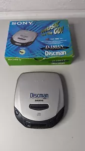 Vintage Sony Discman Portable CD Player Silver D-180AN - Boxed - Rare - Tested - Picture 1 of 7