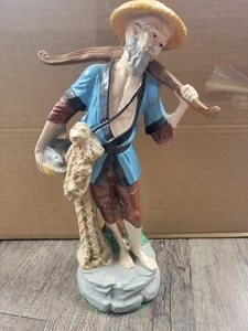 Vintage asiatisch orientalisch 13" Fischer Fischer Figur Antik Statue Japanisch - Bild 1 von 11