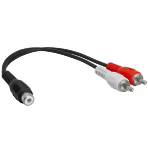 RCA Female to 2 RCA Male Plug Jack Adapter Y-Cable Splitter Speaker Audio Cable - Picture 1 of 3
